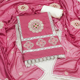 Dark Pink Premium Silk Embroidery work Unstitched suit